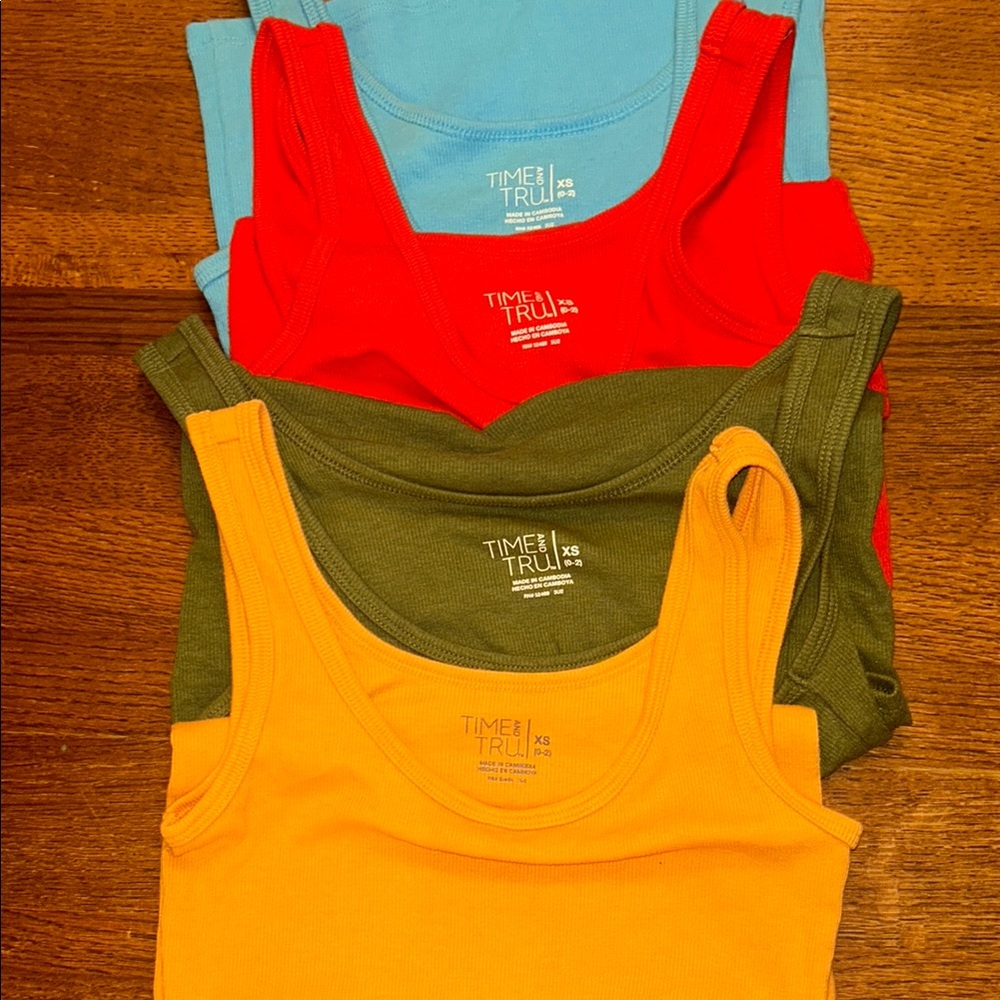 Time and Tru Fitted Red and Blue Tank Top